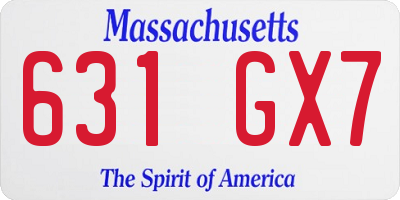 MA license plate 631GX7