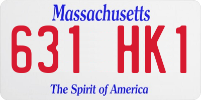 MA license plate 631HK1