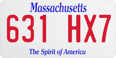 MA license plate 631HX7