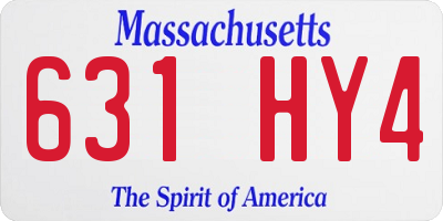 MA license plate 631HY4