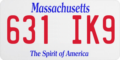 MA license plate 631IK9