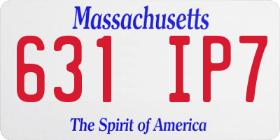 MA license plate 631IP7
