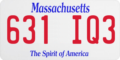 MA license plate 631IQ3