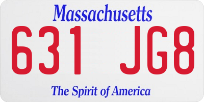 MA license plate 631JG8