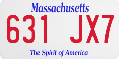 MA license plate 631JX7