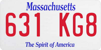 MA license plate 631KG8