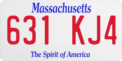 MA license plate 631KJ4