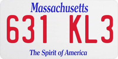 MA license plate 631KL3