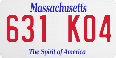 MA license plate 631KO4
