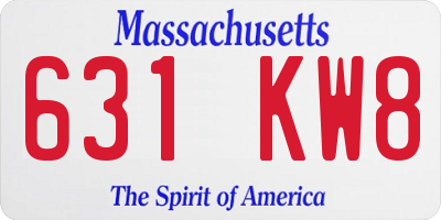 MA license plate 631KW8