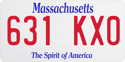 MA license plate 631KX0