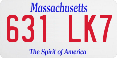 MA license plate 631LK7