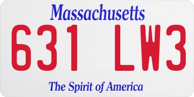 MA license plate 631LW3
