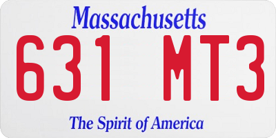 MA license plate 631MT3