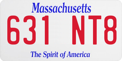 MA license plate 631NT8