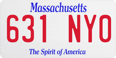 MA license plate 631NY0