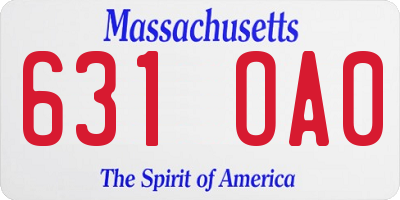 MA license plate 631OA0