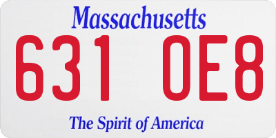 MA license plate 631OE8