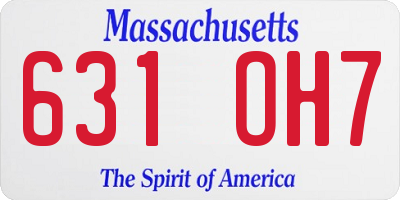 MA license plate 631OH7