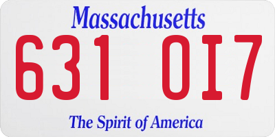 MA license plate 631OI7