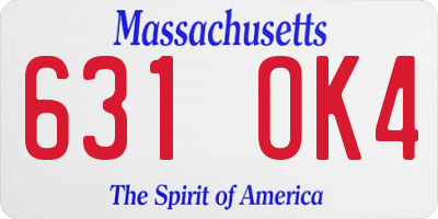 MA license plate 631OK4