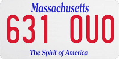 MA license plate 631OU0