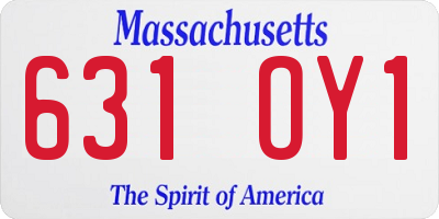MA license plate 631OY1