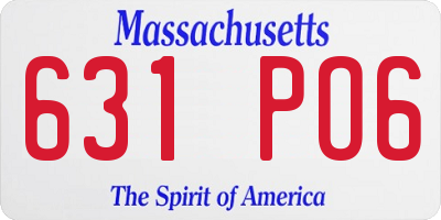 MA license plate 631PO6