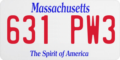 MA license plate 631PW3