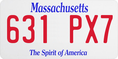 MA license plate 631PX7
