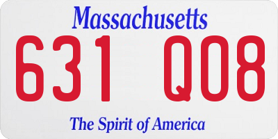 MA license plate 631QO8