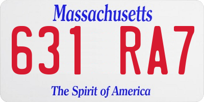 MA license plate 631RA7