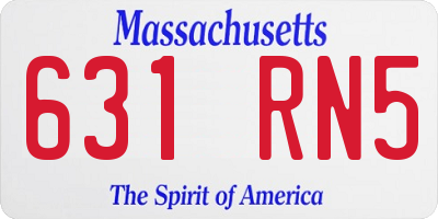 MA license plate 631RN5