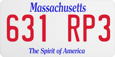 MA license plate 631RP3