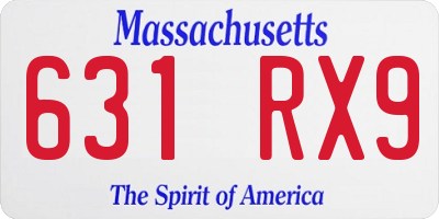 MA license plate 631RX9