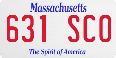 MA license plate 631SC0