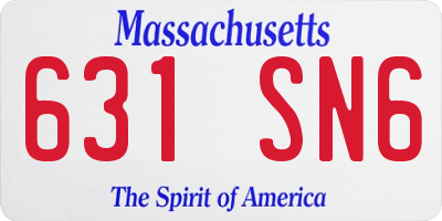 MA license plate 631SN6