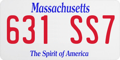 MA license plate 631SS7