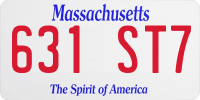 MA license plate 631ST7