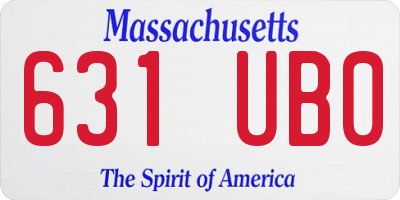 MA license plate 631UB0
