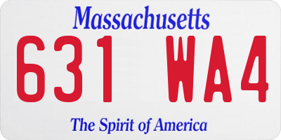 MA license plate 631WA4
