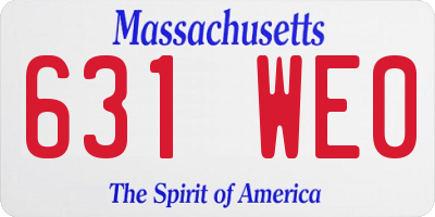 MA license plate 631WE0