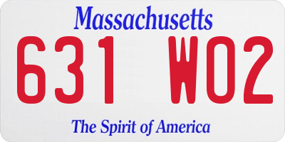 MA license plate 631WO2
