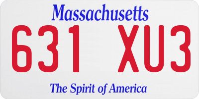 MA license plate 631XU3