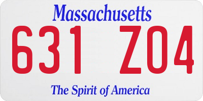 MA license plate 631ZO4