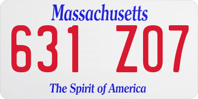 MA license plate 631ZO7