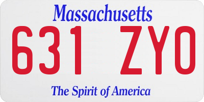 MA license plate 631ZY0
