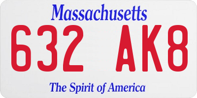 MA license plate 632AK8