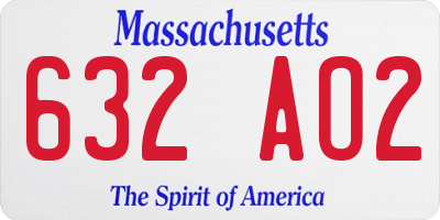 MA license plate 632AO2