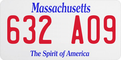 MA license plate 632AO9
